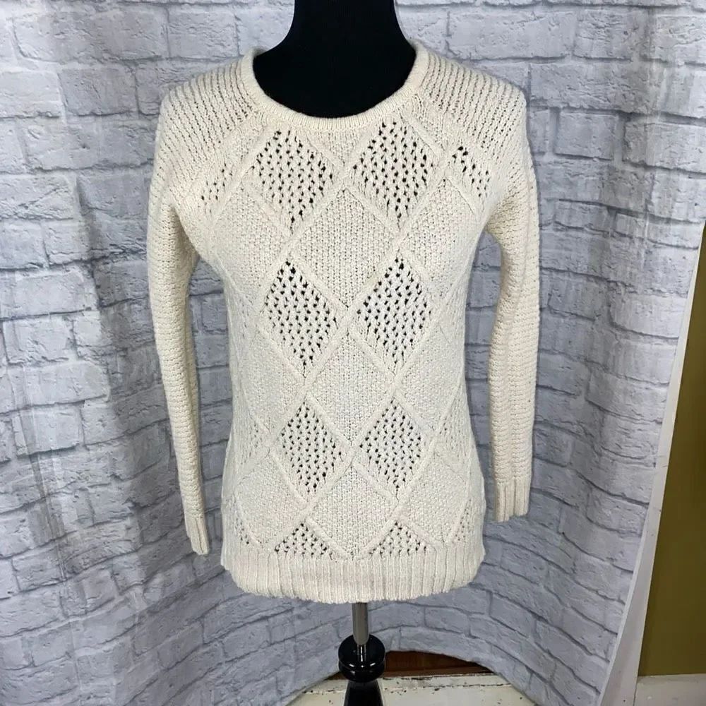 American eagle open knit scoopneck sweater off white sz S women
